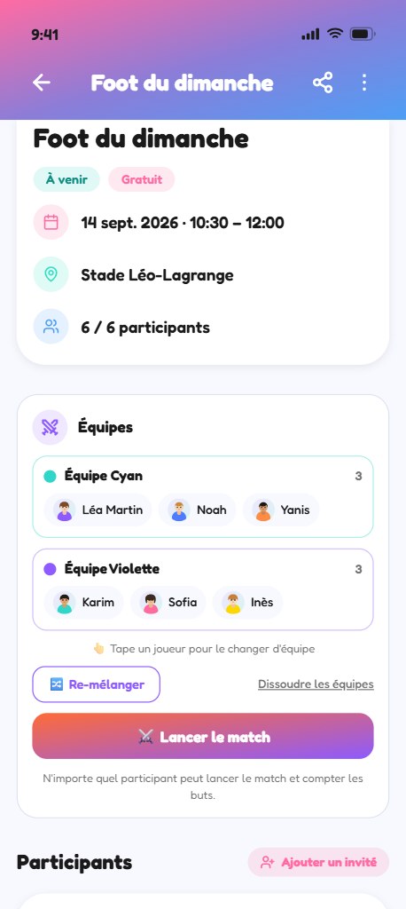 BillFighters screen — an event page with its shared pot and who has paid